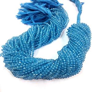 Cuentas de Topacio Azul Cielo Redondas Facetadas de 3 mm, 13 Pulgadas, Certificadas por Terceros para la Fabricación de Joyas - Product Image 1