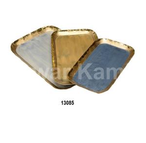 Bandeja de servicio de forma redonda para el hogar, hotel y restaurante, hecha de madera metálica - Product Image 6