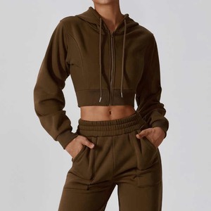 Chándales de gimnasio con logotipo personalizado de alta calidad OEM para mujer 100% algodón con cremallera excelente para el precio de invierno - Product Image 2