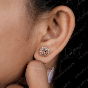 Boucles d'oreilles clous tendance pour femme en argent sterling avec halo de moissanite rose de 2,51 carats, idée cadeau pour mariage chrétien ou anniversaire - Product Image 5