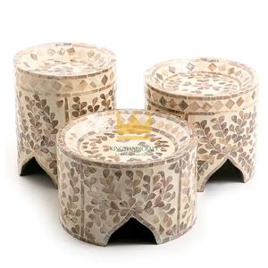 Beautiful Handmade Eco-Friendly Mother of Pearl Seashell Inlaid <b>Cake</b> <b>Stand</b> for Ramadan Festive Tables and Sweet Displays - Product Image 5