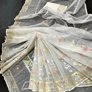 Nuevo Deshi Dhakai Jamdani Sharee Calidad de exportación para mujeres JAMDANI TELA Azul ROJO VERDE Golden Sky Blue de Bangladesh - Product Image 3