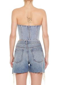 Top de tubo de mezclilla recortado 2025 a precio de venta al por mayor, top de tubo de mezclilla de talla grande transpirable y sostenible para mujer, top de tubo de mezclilla con servicio OEM - Product Image 2