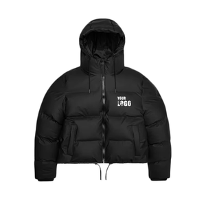 Chaqueta de invierno de ganso pesado personalizable, transpirable, impermeable, recortada, corta, acolchada, de lona frontal, con cremallera, de talla grande, con revestimiento alto - Product Image 2