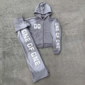 Conjunto Deportivo de Felpa de Algodón para Hombre, Talla Grande, Invierno, Sudadera con Capucha y Pantalones Deportivos, Impresión de Logotipo Personalizado, Color Sólido, Ropa Casual - Product Image 3