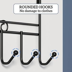 Colgador de puerta de metal negro con ganchos para toallas Organizador de puerta decorativo para uso en ropa - Product Image 2