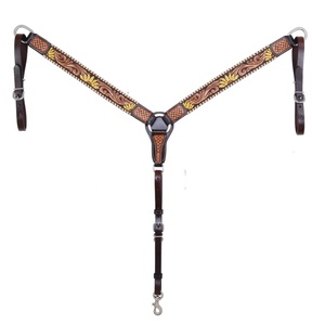 Coraza de cuero de vaca occidental mecanizada a mano con girasol, brida para cabeza de Rodeo International al mejor precio, carreras de caballos - Product Image 1