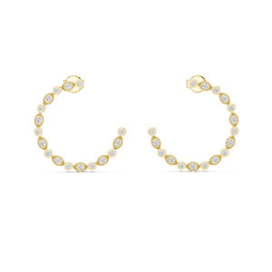 Boucles d'oreilles élégantes en diamant rond de 14 carats jaunes cultivés en laboratoire pour les fêtes et les cadeaux des femmes - Product Image 1