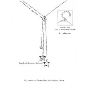 American Three-Row Lariat <b>Necklace</b> with <b>Diamonds</b> in <b>Silver</b> - Product Image 1