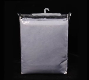 Premium Transparent 0.15mm PVC Textile Bag with Plastic Hanger Bedding Packaging Bag with Hanger and Snap Button - 3-Side Gusset - Product Image 4