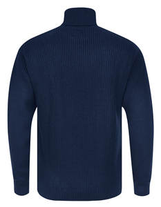 Vente en gros Pull à col roulé pour hommes High Street 100% coton couleur unie épais décontracté rayé tricot fermeture éclair avant hiver - Product Image 5