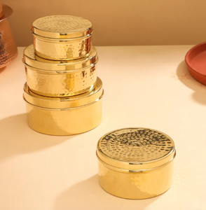 Brass Ladoo <b>Box</b> With Lid - Product Image 1