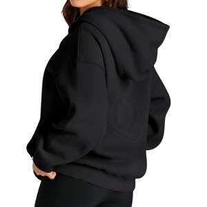 Custom <b>Black</b> Oversized Hoodie <b>Women</b> Drop Shoulder Heavy Cotton <b>Fleece</b> Pullover Streetwear Sweatshirt Manufacturer - Product Image 2