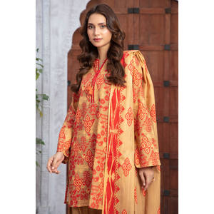 Ensemble 3 pièces WNS-52039 en coton Khaddar imprimé, Salwar Kameez pakistanais pour les festivals avec Dupatta, tenue festive indienne - Product Image 2
