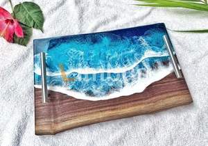 High Quality Luxury Resin Wood Serving Tray Epoxy Serving Tea Breakfast Wholesale Restaurant & Hotel Supplies Food Serving Tray - Product Image 5