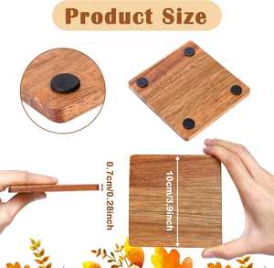 Posavasos de madera de acacia Natural ecológico clásico con estilo, alfombrilla y almohadillas duraderas para bebidas para decoración de cocina y oficina en casa - Product Image 3