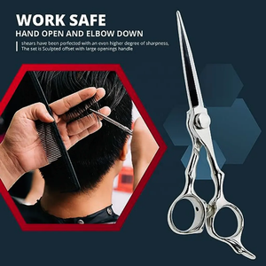 กรรไกรตัดผมสำหรับช่างตัดผมมือขวา สแตนเลสอย่างดี ขนาด 6 นิ้ว ด้ามจับขนาดกลาง ขายดีที่สุด - Product Image 3