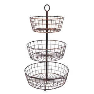 Atractiva Cesta Redonda de Alambre de Hierro para Frutas con Asas para Mesa, Cesta de Almacenamiento de Frutas y Verduras de 2 Niveles para Cocina - Product Image 5