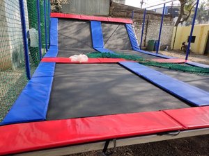 Durable Diverse Features <b>Trampoline</b> <b>Park</b> with Exciting Ropes Foam Pits Fun Tyres for Garden Supplies - Product Image 6