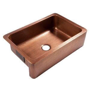 Fregadero de cocina de cobre elegante, perfecto para proyectos de renovación de cocinas contemporáneas, con una superficie duradera y llamativa. - Product Image 3