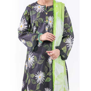 Ensemble 3 pièces noir non cousu pour femme, imprimé numérique, style pakistanais Salwar Kameez, tenue ethnique pour fête estivale, séchage rapide 2026 - Product Image 2