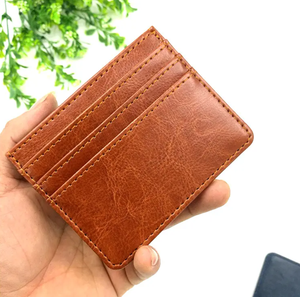 Custom High Quality Short Length Men's Crazy Horse Genuine Leather Card Holder <b>Wallet</b> Lightweight Mini <b>Smart</b> Slim Pocket - Product Image 1
