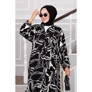 Lina Patterned <b>Viscose</b> <b>Hijab</b> Dress Black - Product Image 3