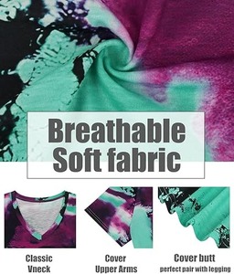 Tie Dye T-Shirts pour femmes 2025 mode Tie Dye décontracté t-shirts femmes personnalisé imprimé 100% coton goutte épaule t-shirts - Product Image 4