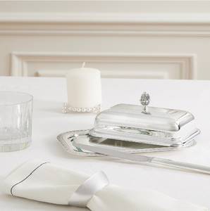 Plato de mantequilla de plata, ovalado, adorno decorativo, diseño floral, en relieve, clásico, servicio elegante, regalo de boda - Product Image 2