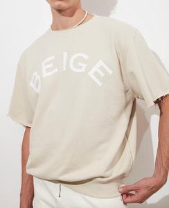 Streetwear pour hommes 100% coton surdimensionné personnalisé GSM T-Shirt qualité supérieure cousu blanc Design Beige - Product Image 3