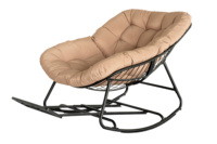 Ensemble de chaises à bascule modernes à cadre en acier-Mobilier de jardin pour balcon extérieur avec nid d'oiseau durable et imperméable