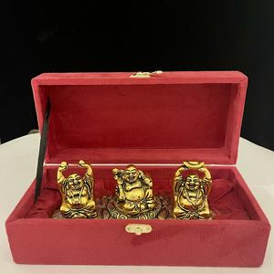 Ensemble de 3 Bouddhas rieurs avec emballage de boîte exclusive pour offrir en cadeau, argent et or - Product Image 4