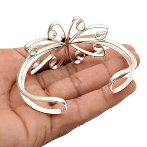 กำไลข้อมือลายดอกไม้มาพร้อมกับอัญมณีสีดำทำด้วยมือกำไลข้อมืออัญมณีธรรมชาติ925เครื่องประดับเงินสเตอร์ลิง - Product Image 3