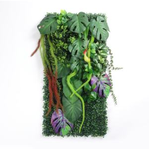 Pared verde artificial estilo jungla LONGSTAR con hojas abigarradas <span class=keywords><strong>de</strong></span> <span class=keywords><strong>Sansevieria</strong></span> y enredaderas - Product Image 5