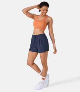 Pantalones cortos deportivos de verano con logotipo personalizado para mujer, pantalones cortos elásticos de cintura alta para correr en la playa, ropa de gimnasio, pantalones cortos lavados en caliente - Product Image 6