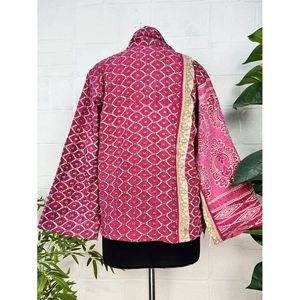 Vintage <b>Kantha</b> Stitch Dori <b>Jacket</b> One-of-a-Kind Handstitched Reversible Short Coat Woven Fabric Embroidery Boho Chic Fashion - Product Image 3