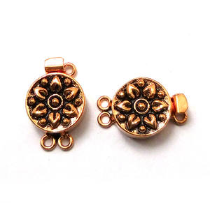 Cierre de caja floral de 25X16X7MM para una sola hebra y 3 hebras, joyería chapada en cobre oxidado, chapado en oro de 18 quilates B204 - Product Image 1