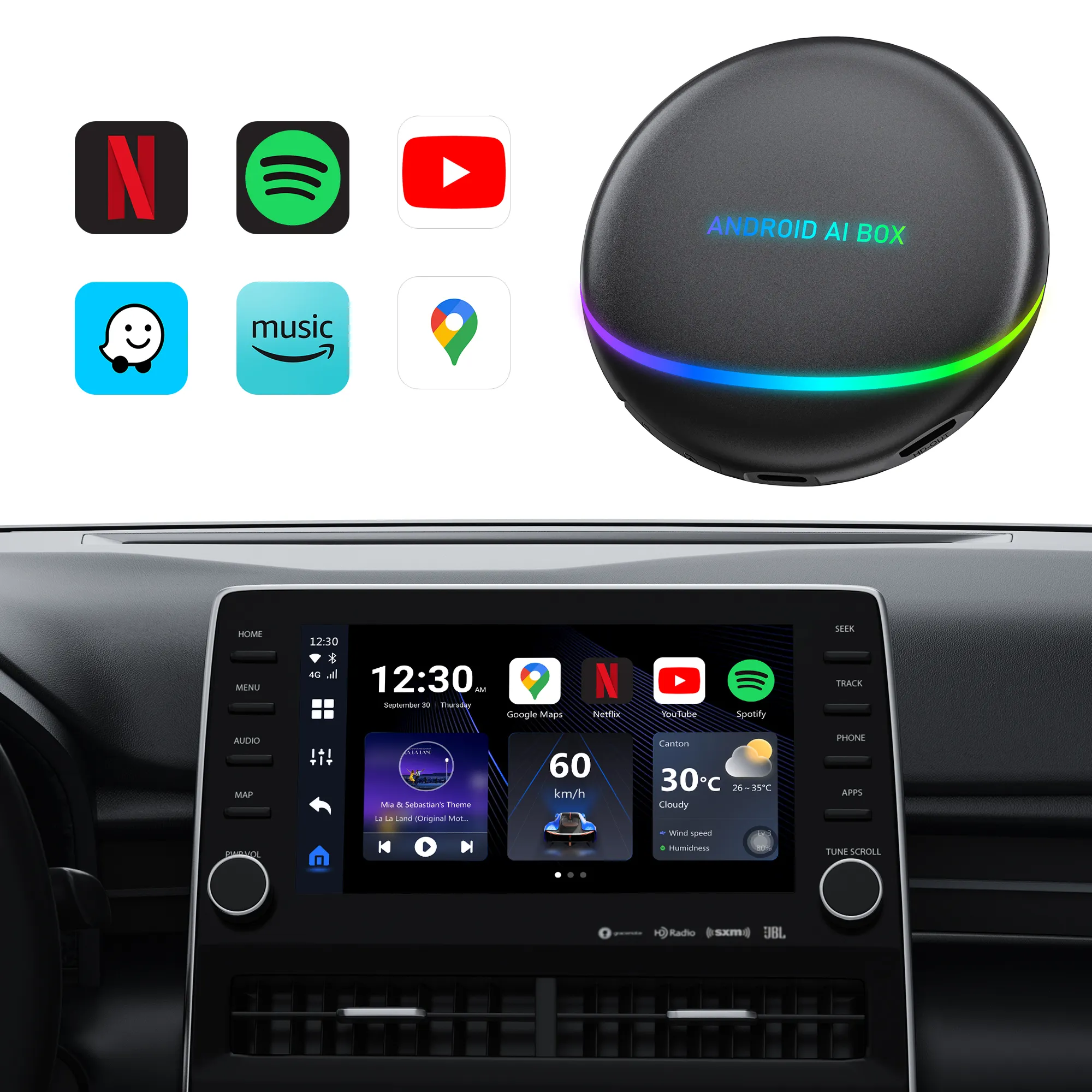 Ottocast 2024 Magic Box Carplay Android 12 Multimedia Boxes Wireless Android Auto Carplay USB Android Box For Cars