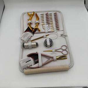 ASB Kit d'outils d'extension de cheveux professionnels attachés à la main avec aiguilles C pince en acier inoxydable or nu personnalisée pince à cheveux ciseaux - Product Image 6