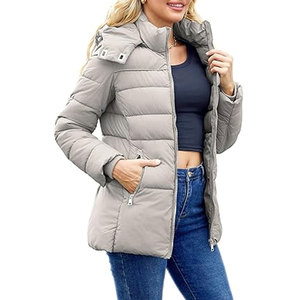 Chaqueta Acolchada Plegable para Mujer, Abrigo de Invierno con Capucha, Chaqueta de Plumón Gruesa y Ligera, Resistente al Viento para Clima Frío - Product Image 1
