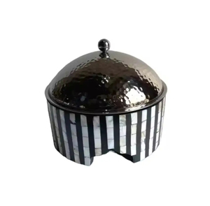 Fashionable Chapati Holder Unique Printed Design Acrylic <b>Lid</b> and Moon Knob Wooden and Metal Hot <b>Pot</b> Casserole for Food Serving - Product Image 5