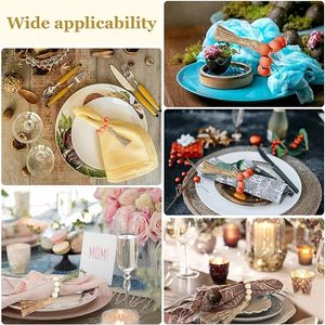 Anneaux de serviette en perles de bois de ferme avec perles en bois et élastiques Ajoutez une touche élégante à votre table à manger - Product Image 2