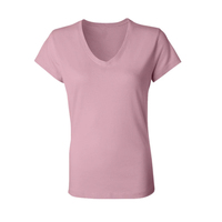 T-shirts en denim/toile écologiques pour femmes, pour impression personnalisée, manches courtes, col en V, tissu polyester/coton