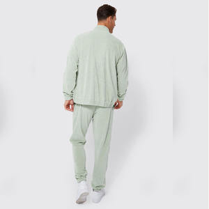 Conjunto de chándal con cremallera y forro polar gris de calidad superior para hombre, logotipo personalizado y color de talla grande para invierno - Product Image 3