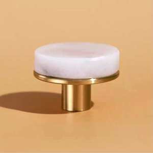 Pomos blancos y dorados Perillas de mármol más vendidas con tamaño de forma de color personalizado Hecho EN LA India Artículo - Product Image 1