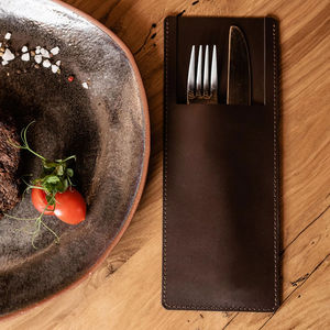 Luxe en cuir véritable robuste léger confortable à la main porte-couverts organisateur de couverts pour une utilisation au restaurant élégant - Product Image 1