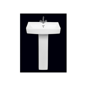 Meilleure vente lavabo de salle de bain en céramique blanche de haute qualité monotrou montage sur pied lavabo à bas prix origine Inde - Product Image 1