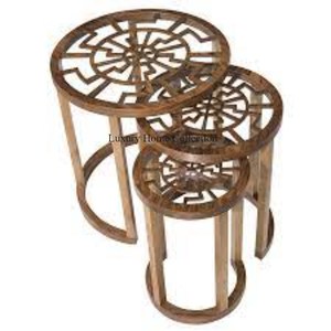 Table gigogne métallique de haute qualité de forme ronde Table centrale Cadre enduit de poudre de couleur noire Table basse au design luxueux - Product Image 6