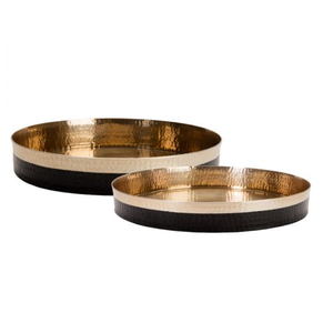 Handcrafted Serving Tray Set of 2 in Hammered Metal with Unique Shapes Perfect for Food Presentation and Serving - Product Image 2