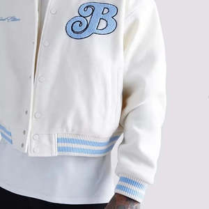 Chaqueta Universitaria Blanca Personalizada para Hombre, Chaqueta Universitaria de Lana Premium con Mangas Largas para Marca Privada - Product Image 5